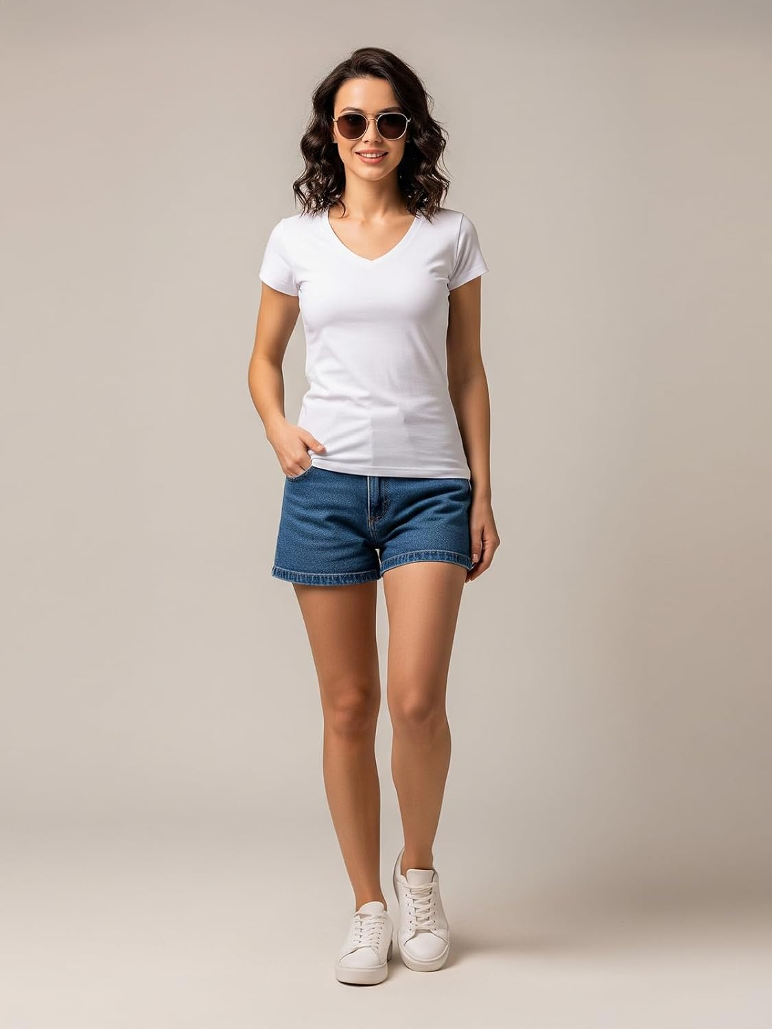 Women's Cotton-Lycra V-Neck T-Shirt - Image 17