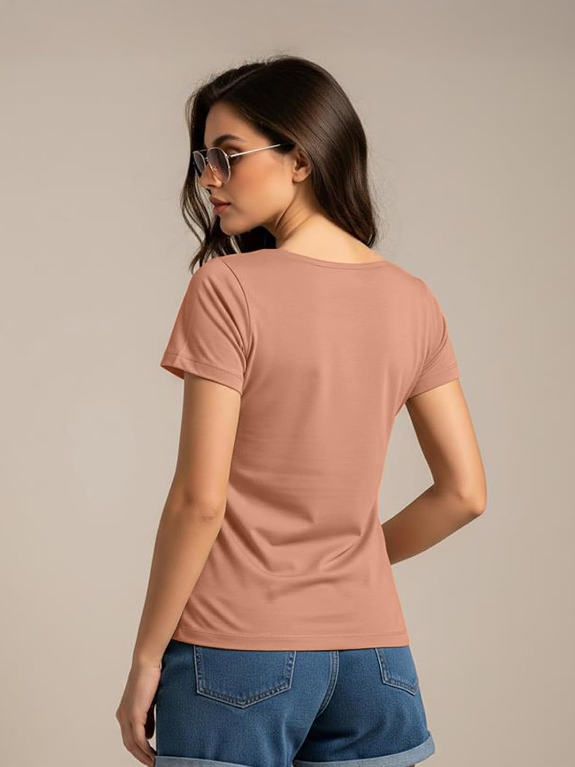 Women's Cotton-Lycra V-Neck T-Shirt - Image 20