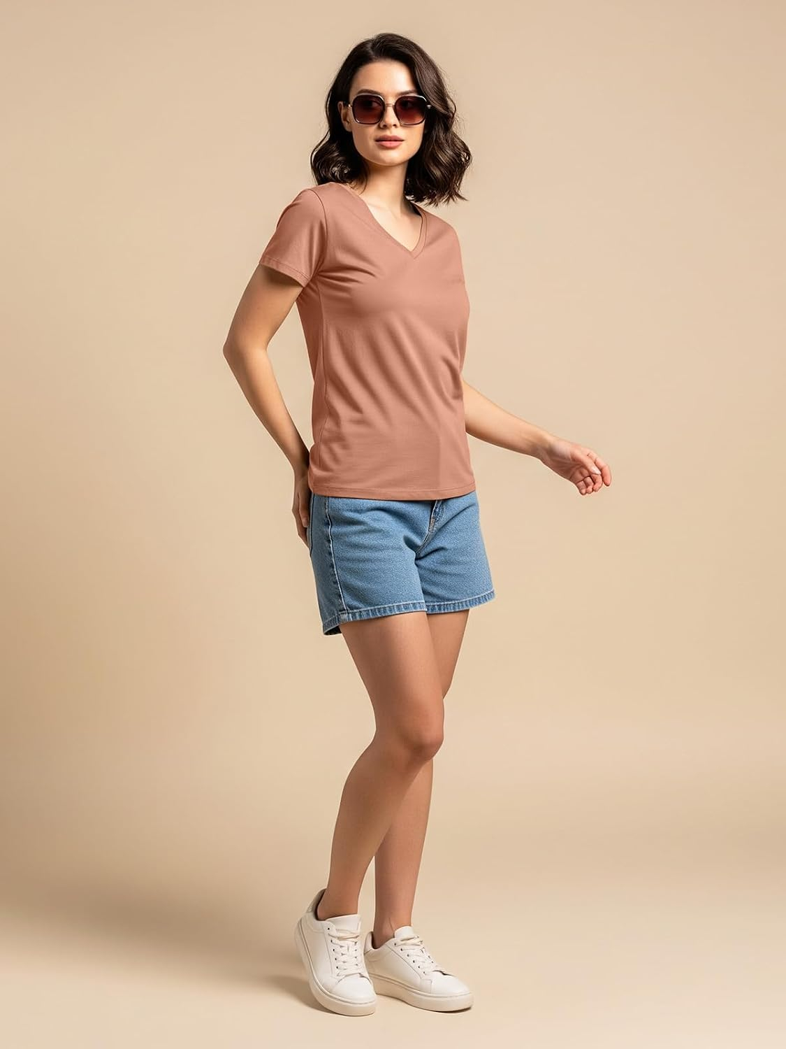 Women's Cotton-Lycra V-Neck T-Shirt - Image 22