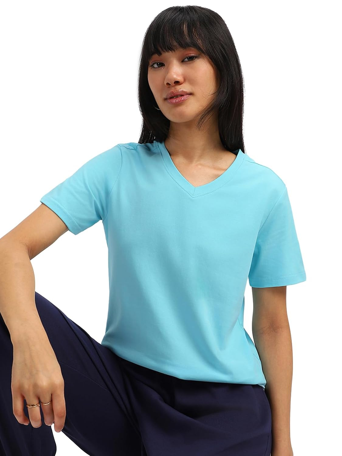 Women's Cotton-Lycra V-Neck T-Shirt - Image 26