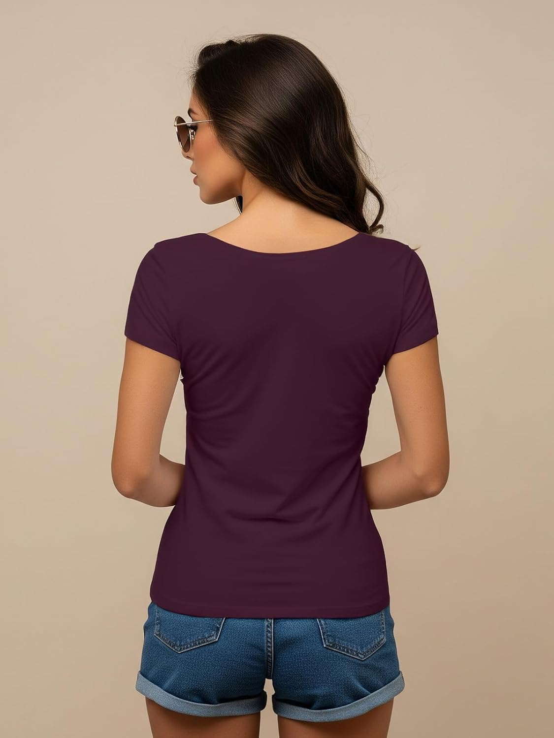 Women's Cotton-Lycra V-Neck T-Shirt - Image 32