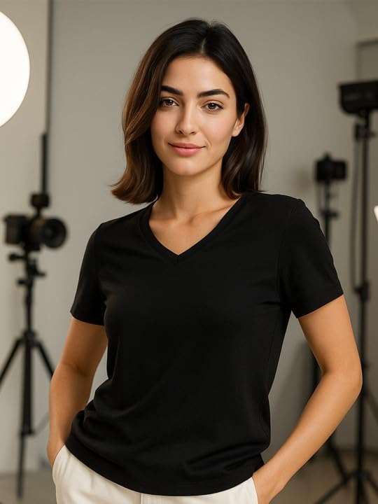 Women's Cotton-Lycra V-Neck T-Shirt - Image 36