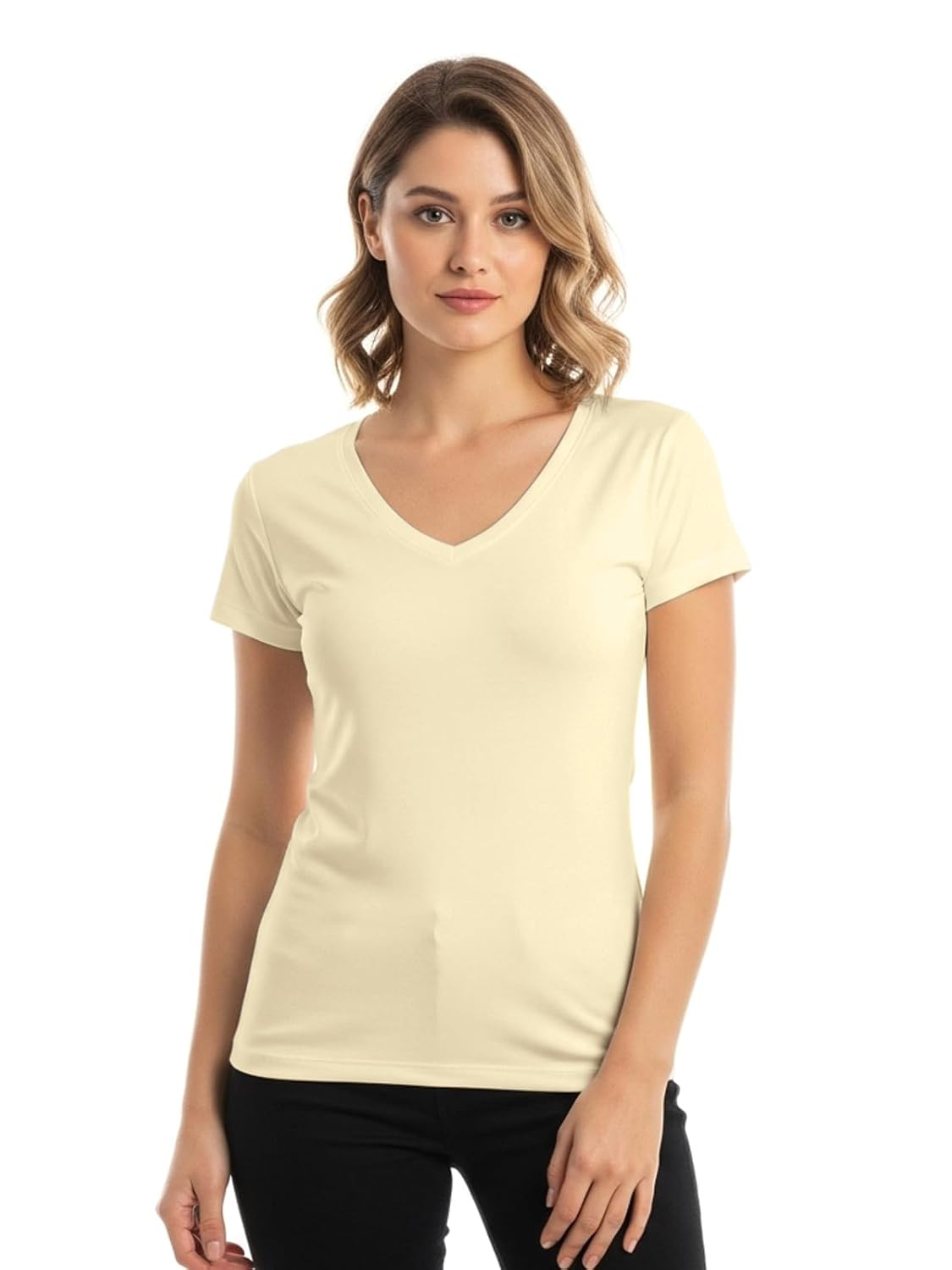 Women's Cotton-Lycra V-Neck T-Shirt - Image 41
