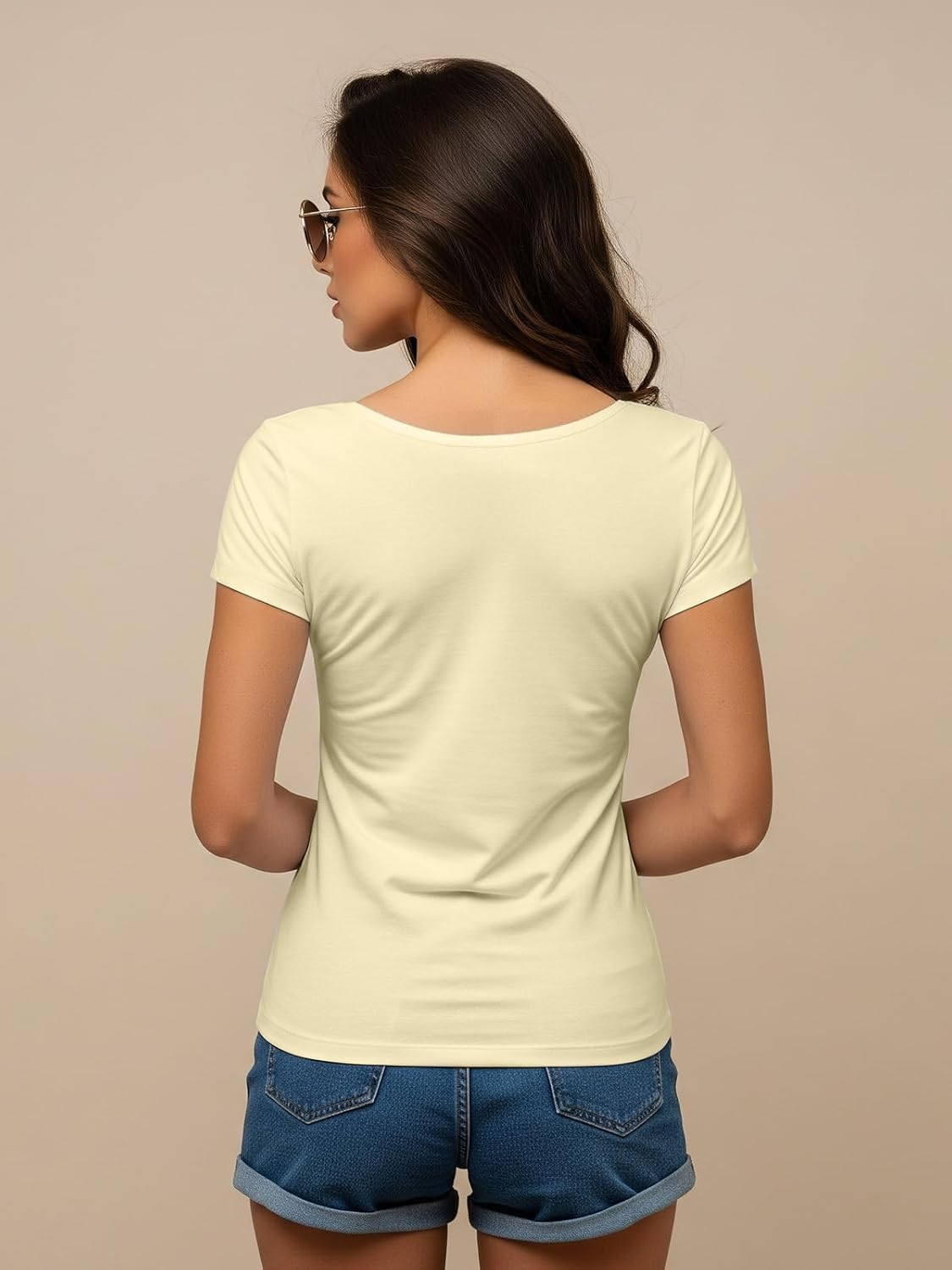 Women's Cotton-Lycra V-Neck T-Shirt - Image 43