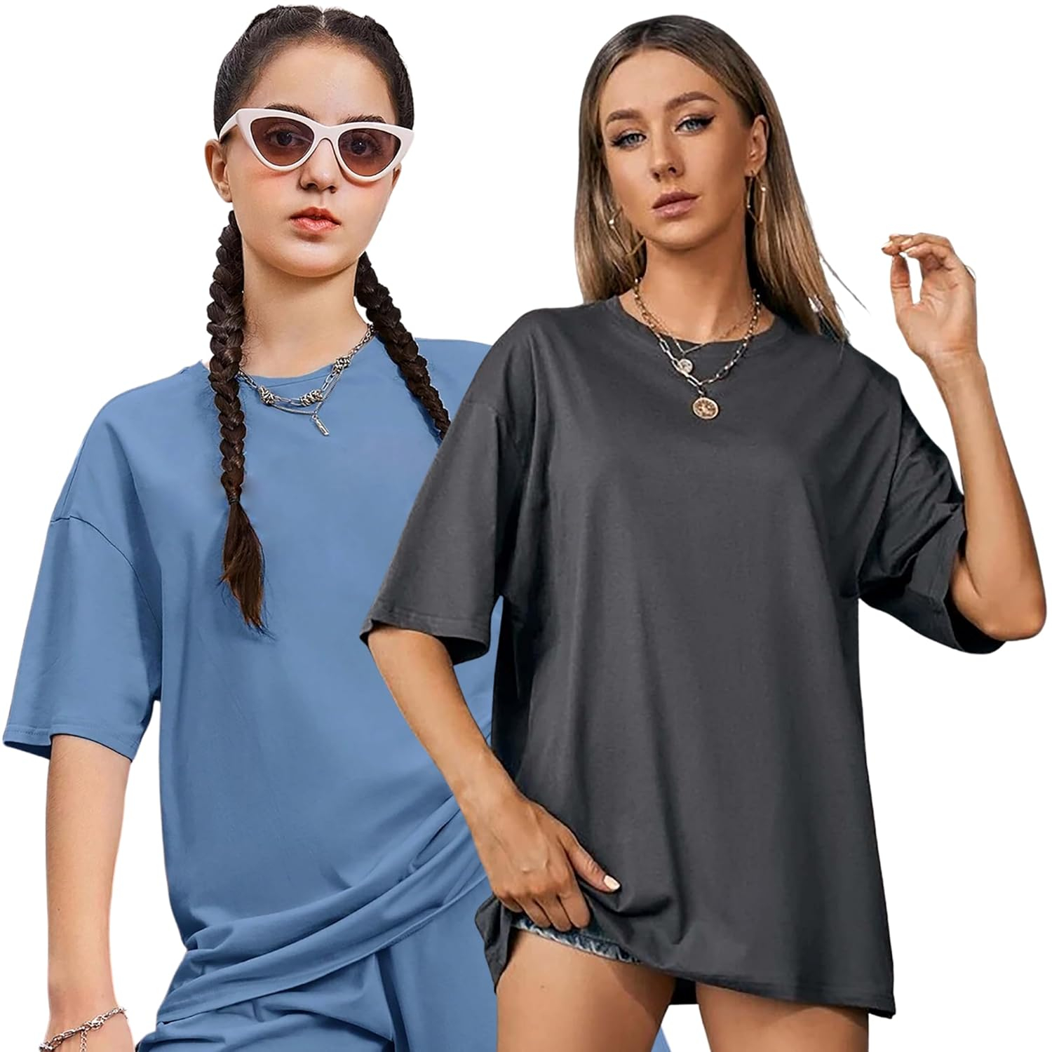 Women's Loose-Fit Drop-Shoulder T-Shirt Duo - Image 31