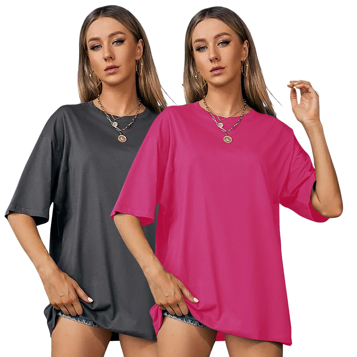 Women's Loose-Fit Drop-Shoulder T-Shirt Duo - Image 39