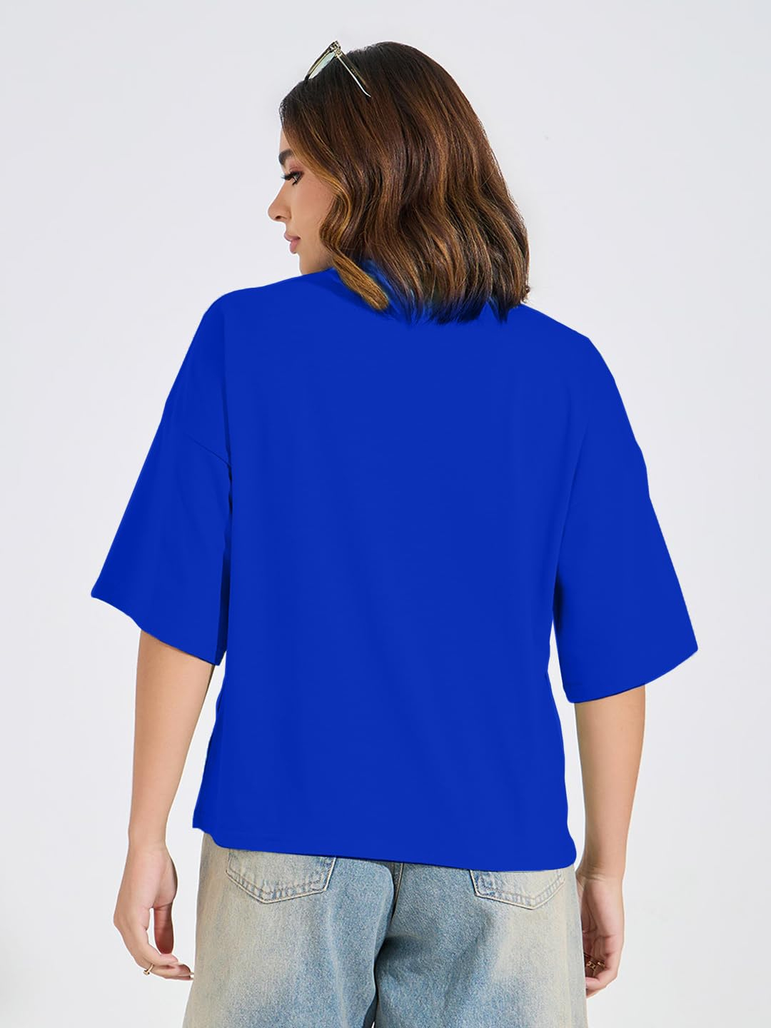 Women's Cotton-Blend Oversized Round-Neck T-Shirt - Image 18