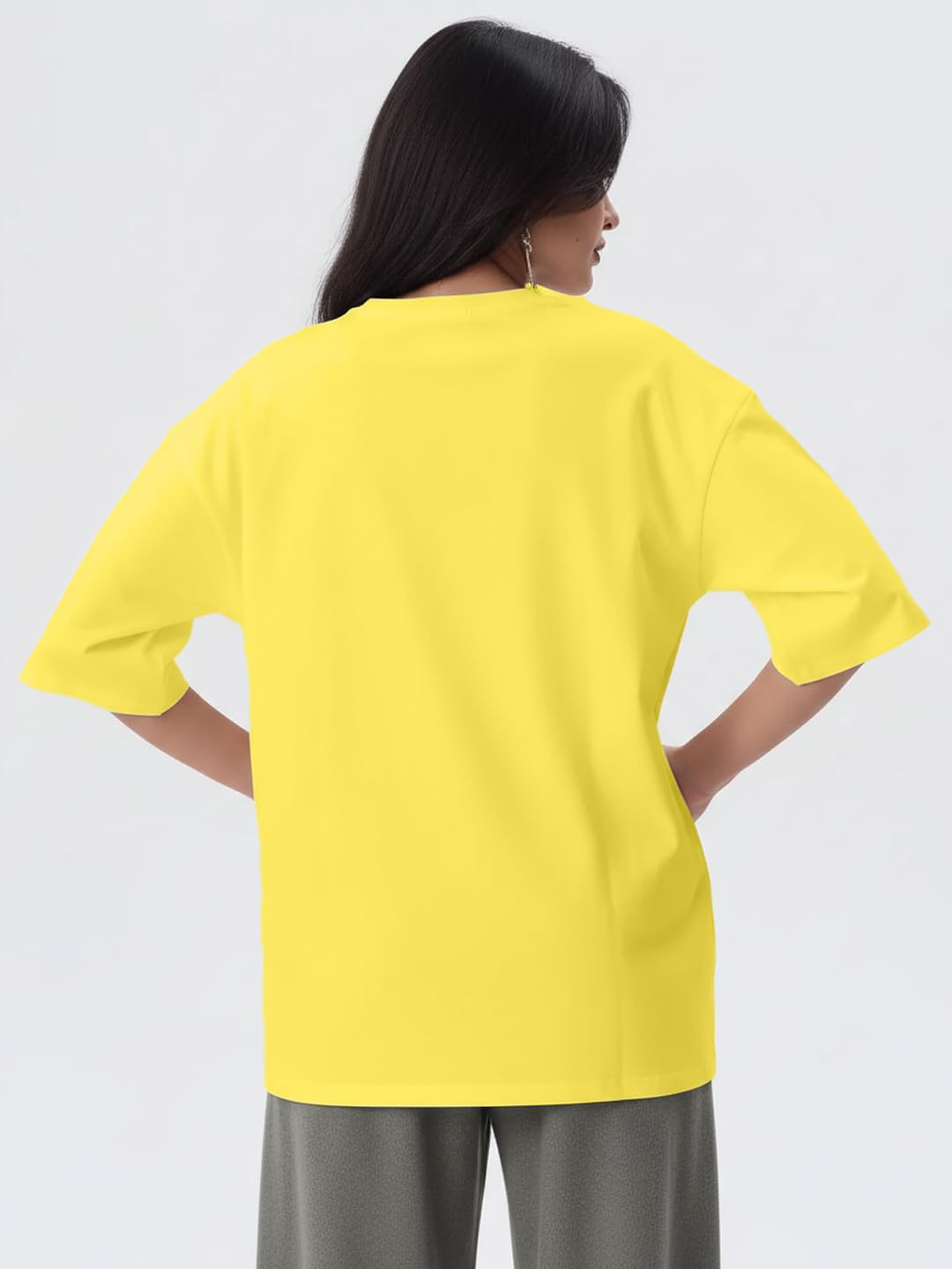 Women's Cotton-Blend Oversized Round-Neck T-Shirt - Image 33