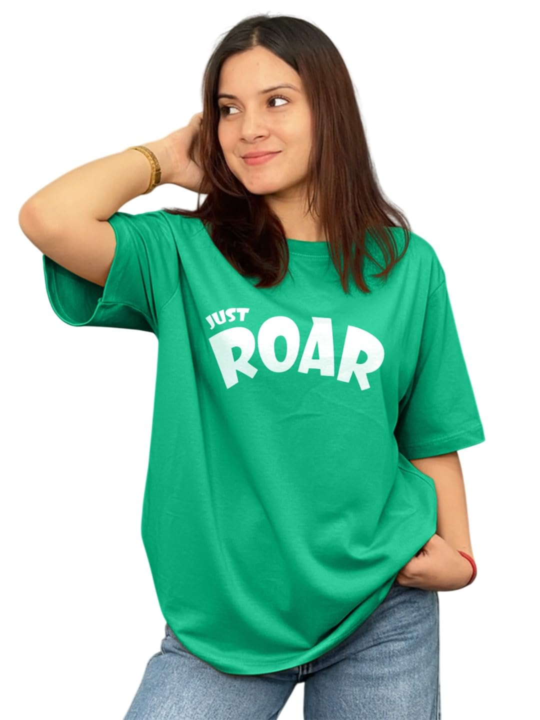 Women's Cotton-Blend Oversized Round-Neck T-Shirt - Image 40