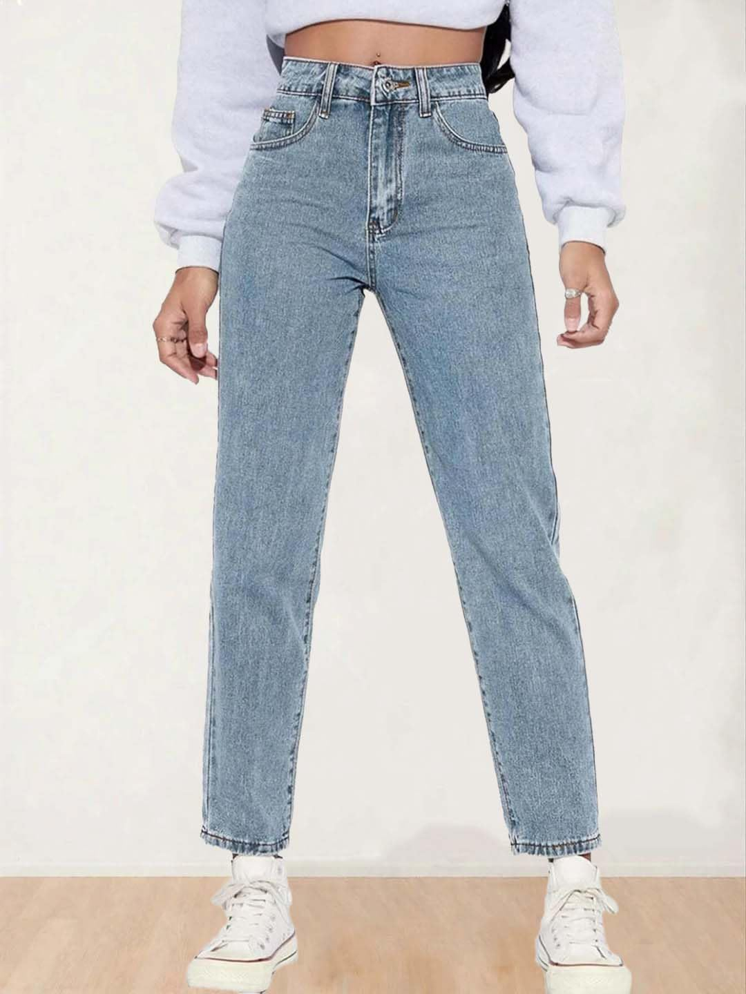 Women's Blue High-Rise Ankle-Length Jeans - Image 5