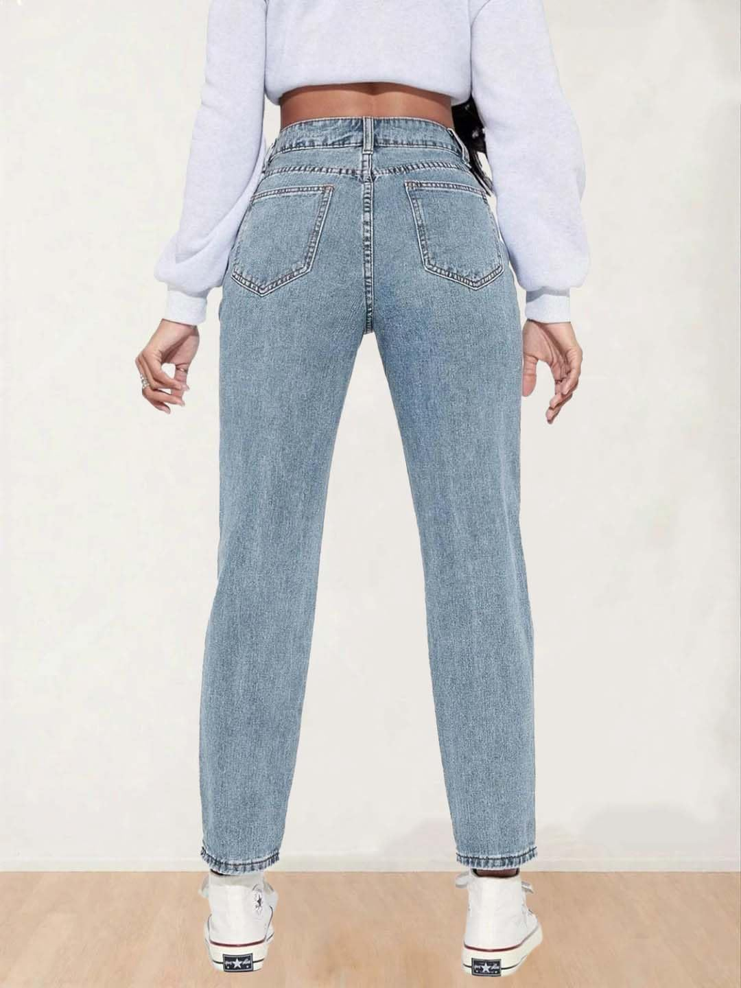 Women's Blue High-Rise Ankle-Length Jeans - Image 6