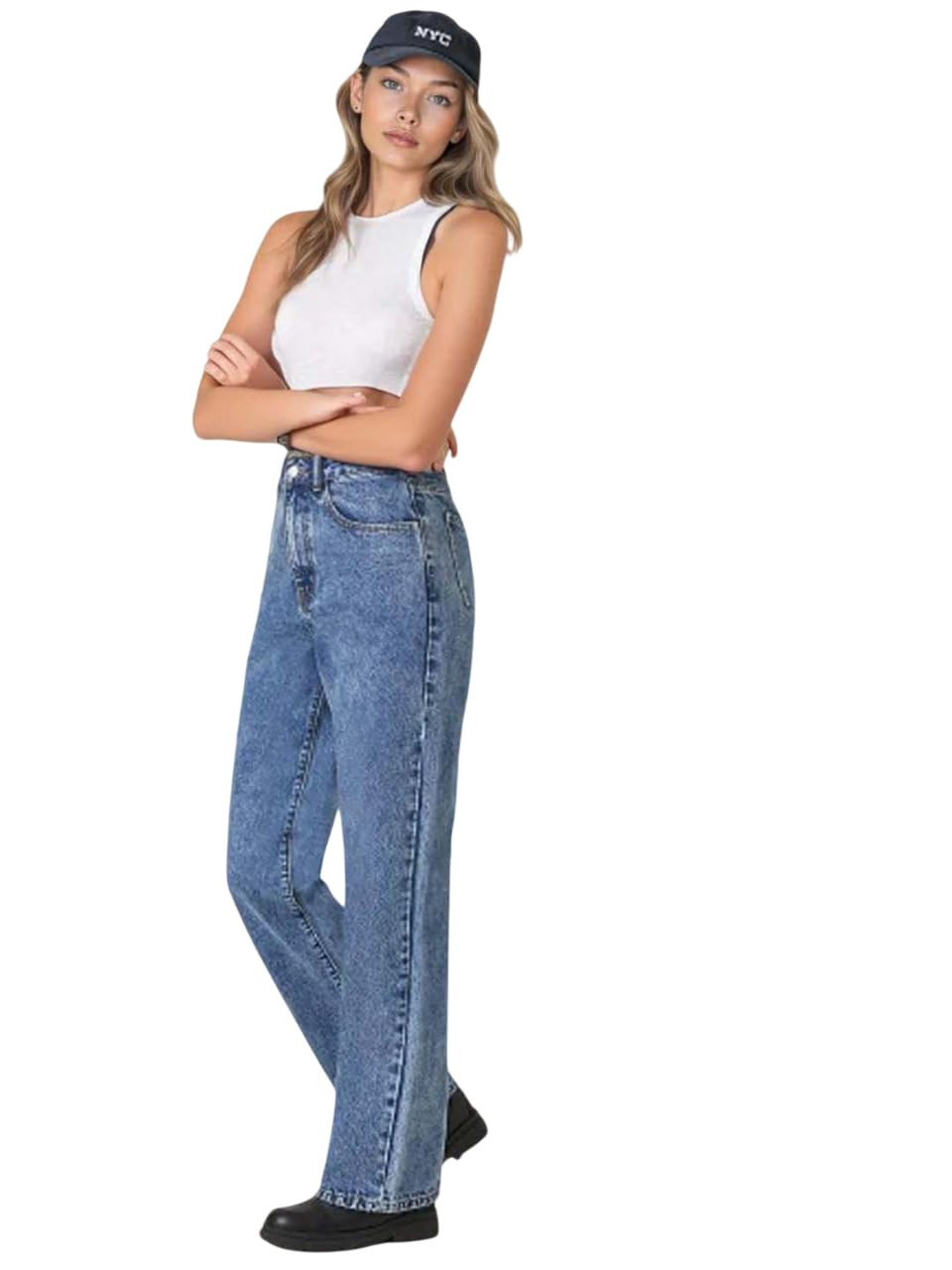 Women's Classic Blue High-Rise Flared Jeans - Image 2