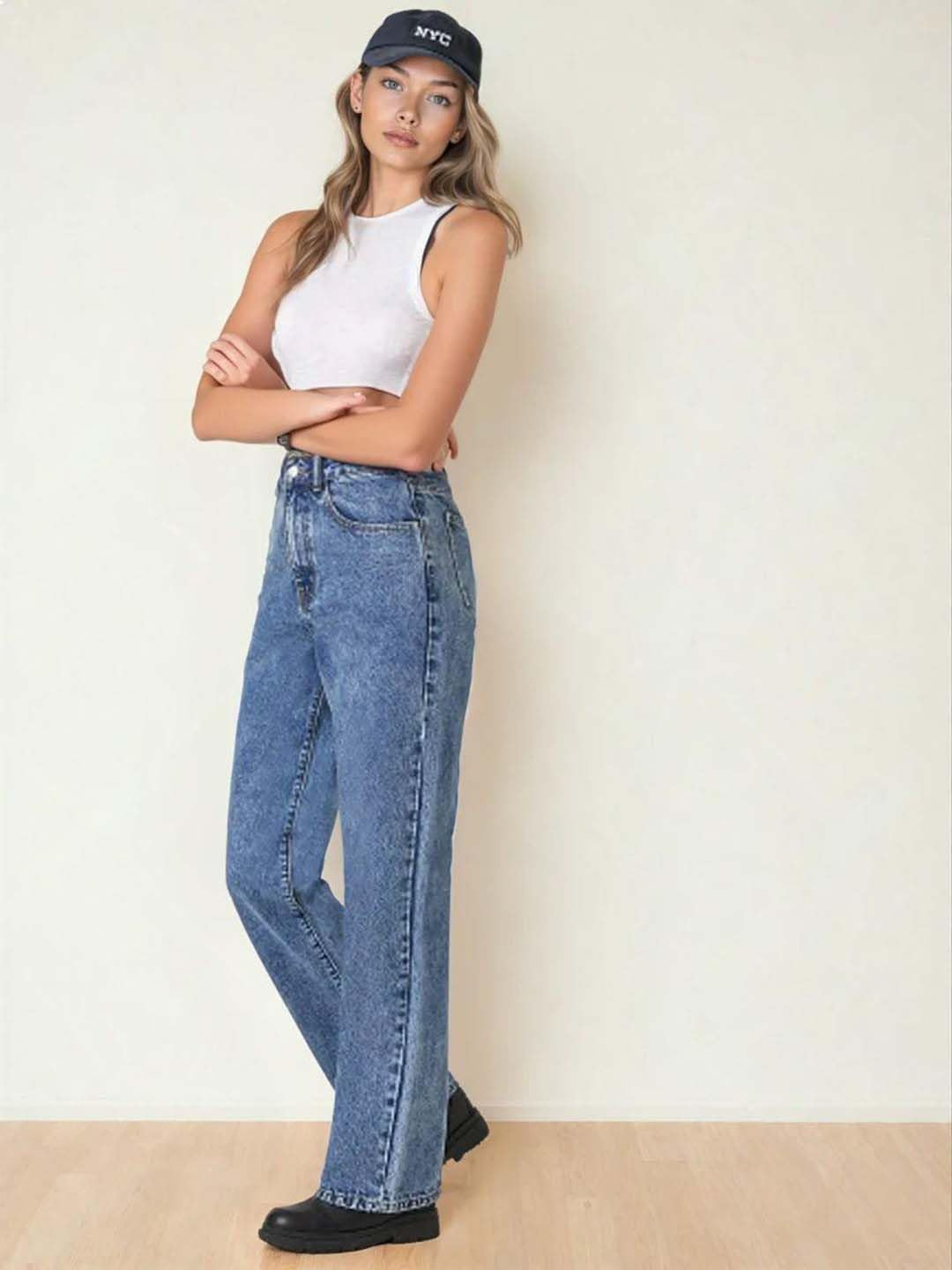 Women's Classic Blue High-Rise Flared Jeans - Image 3