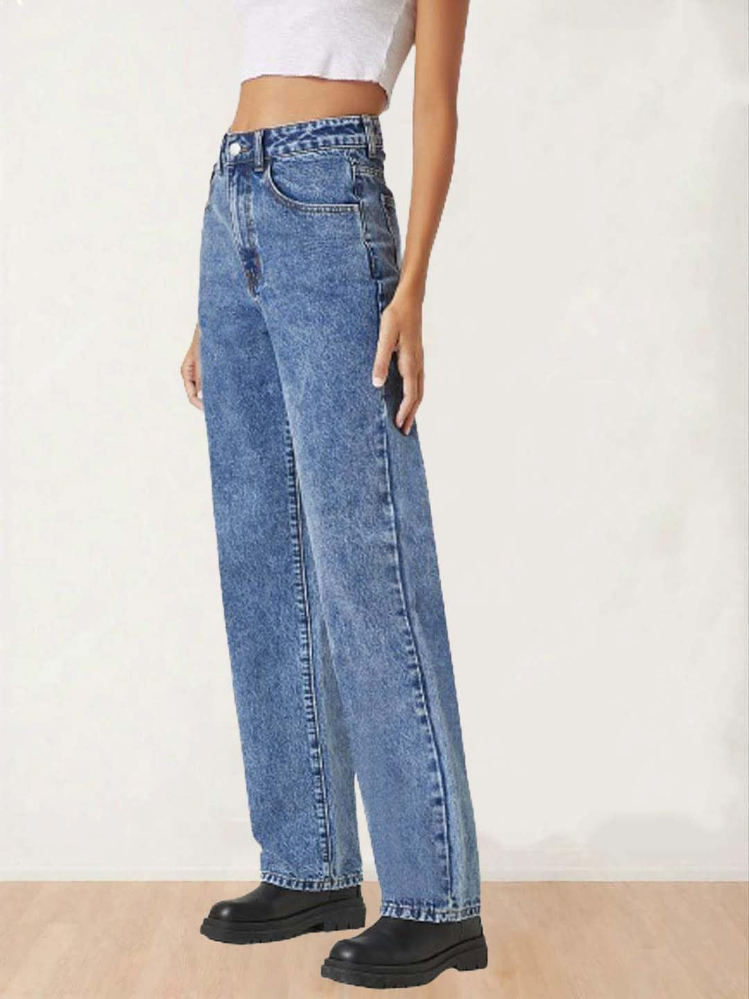 Women's Classic Blue High-Rise Flared Jeans - Image 4