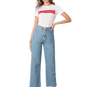 Women's Light-Wash High-Rise Flared Jeans
