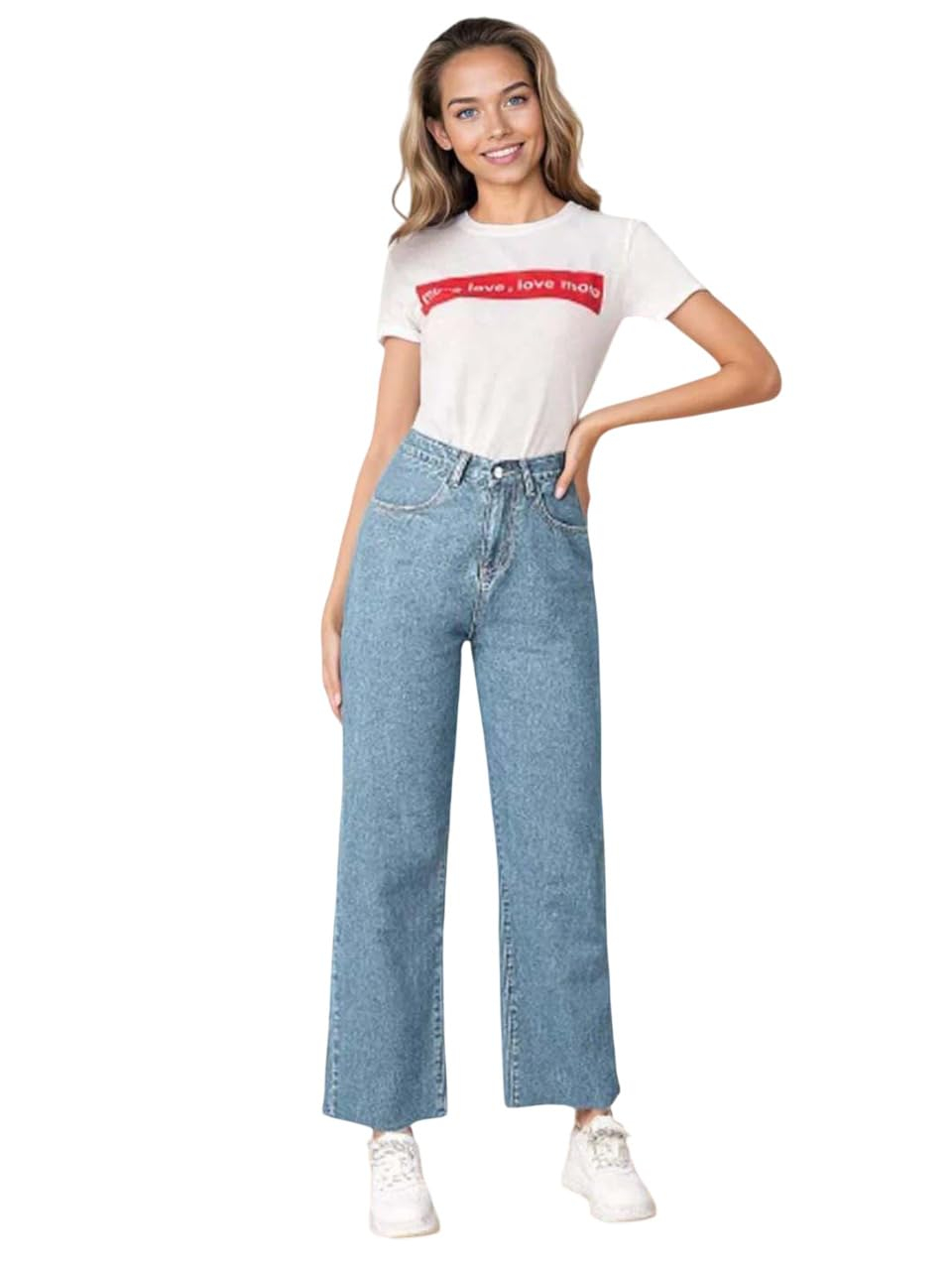 Women's Light-Wash High-Rise Flared Jeans