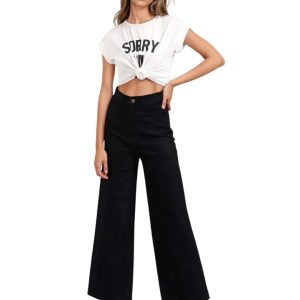 Women's Black High-Rise Loose Flared Jeans