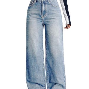 Women's Light Blue High-Rise Boyfriend Jeans
