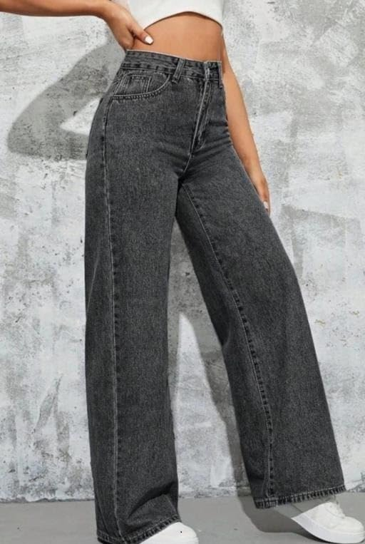 Women's Grey Mid-Rise Straight-Leg Jeans - Image 2