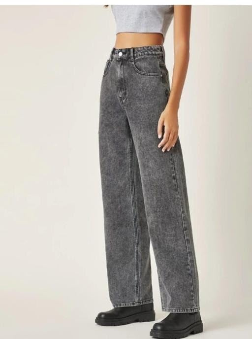 Women's Grey Mid-Rise Straight-Leg Jeans - Image 3