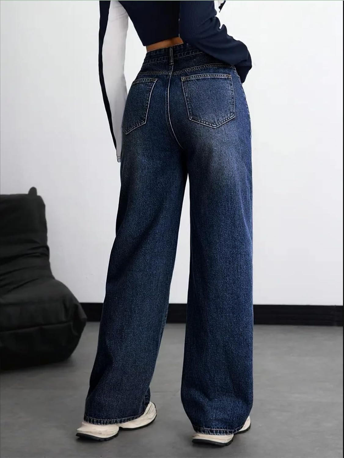 Women's Blue High-Rise Boyfriend Jeans - Image 4