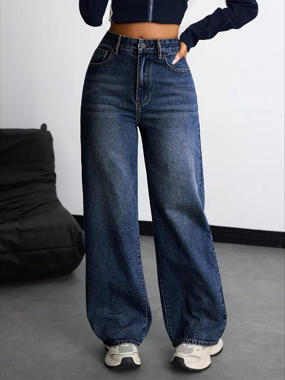 Women's Blue High-Rise Boyfriend Jeans - Image 5
