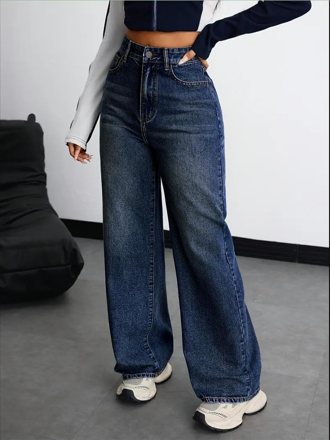 Women's Blue High-Rise Boyfriend Jeans - Image 6