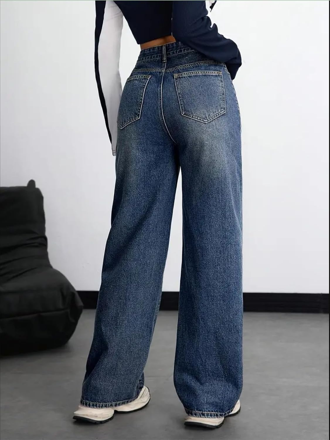 Women's Peacock Blue High-Rise Wide-Leg Jeans - Standard Length - Image 4