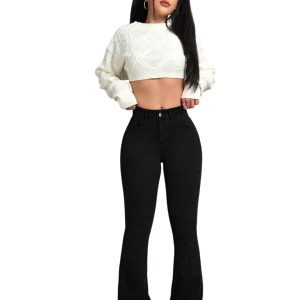 Women's Jet Black High-Rise Bootcut Jeans