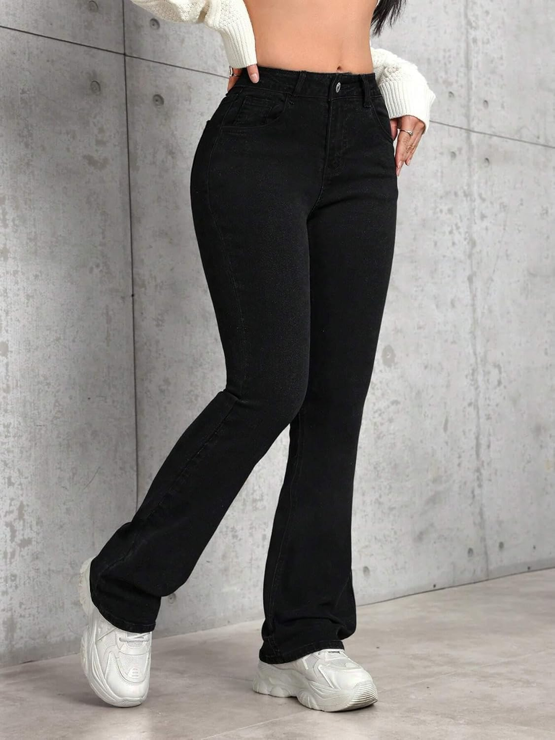 Women's Jet Black High-Rise Bootcut Jeans - Image 3