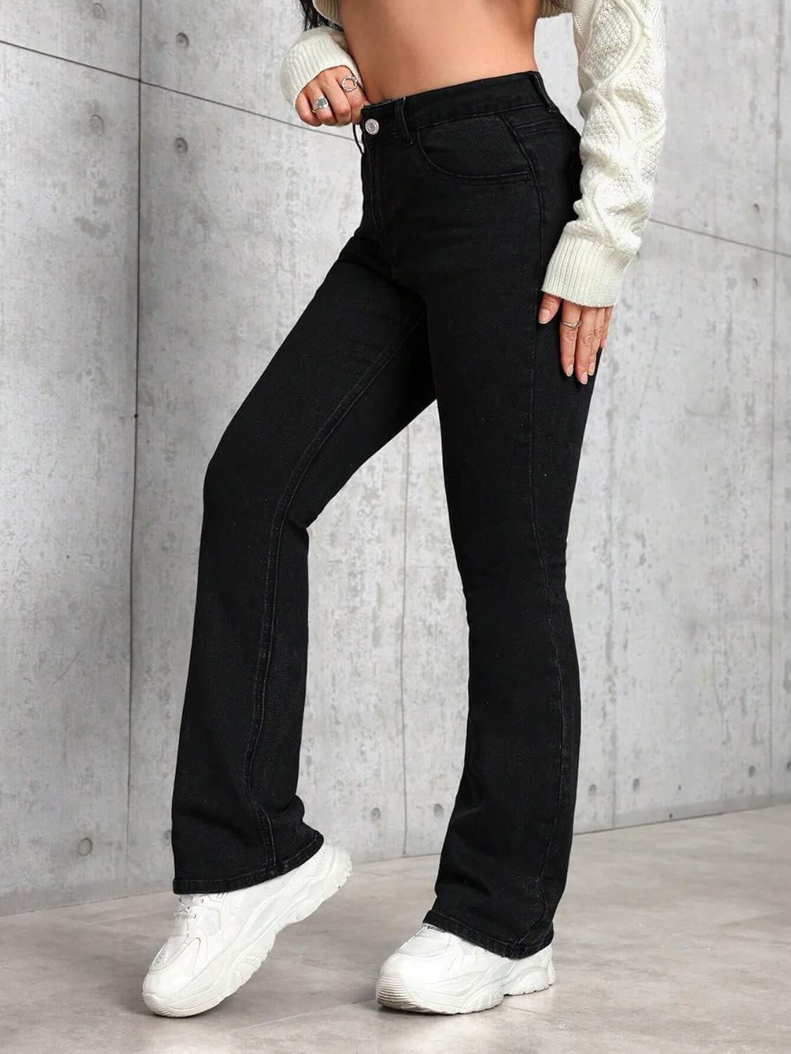 Women's Jet Black High-Rise Bootcut Jeans - Image 4