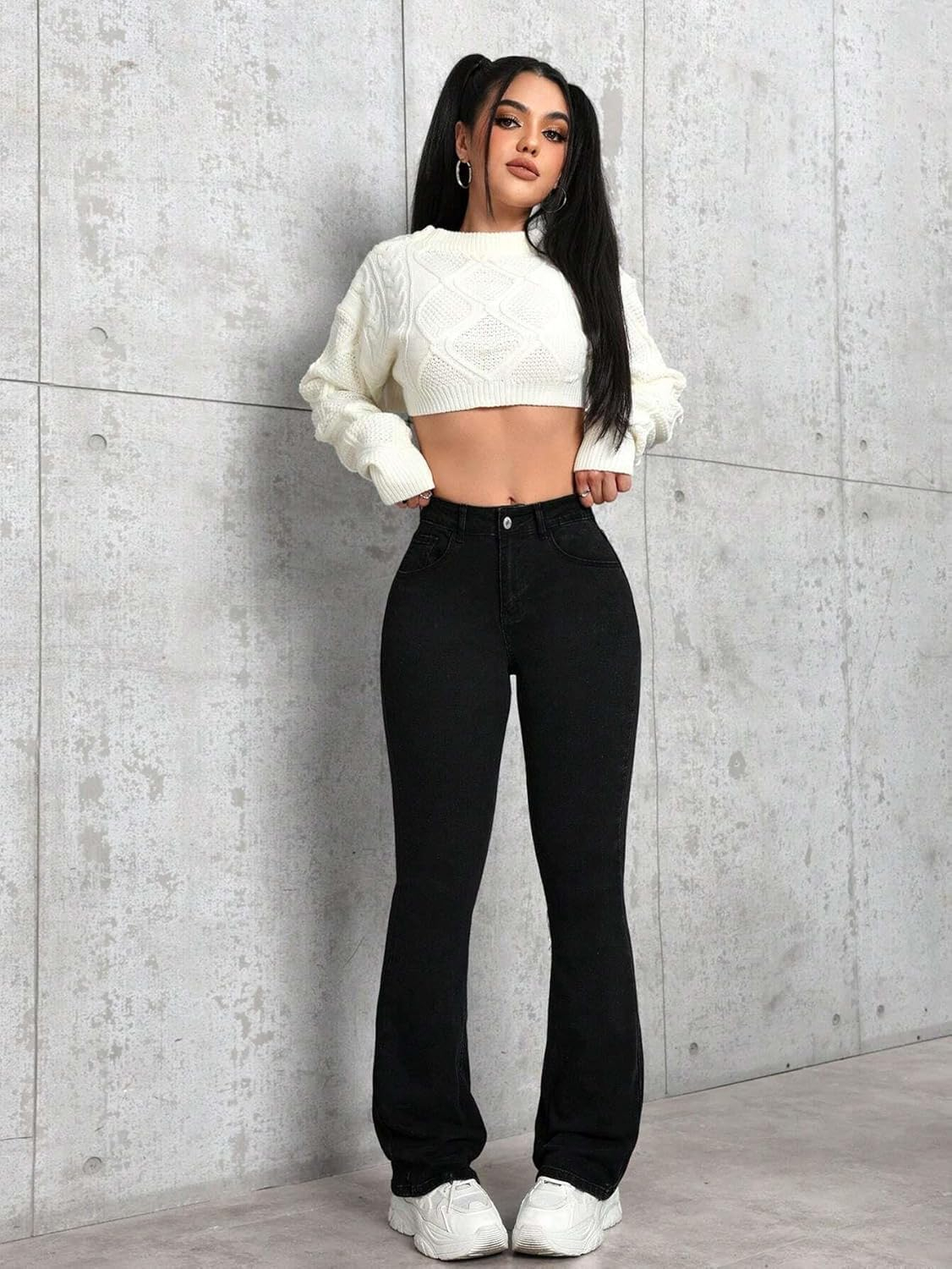 Women's Jet Black High-Rise Bootcut Jeans - Image 5
