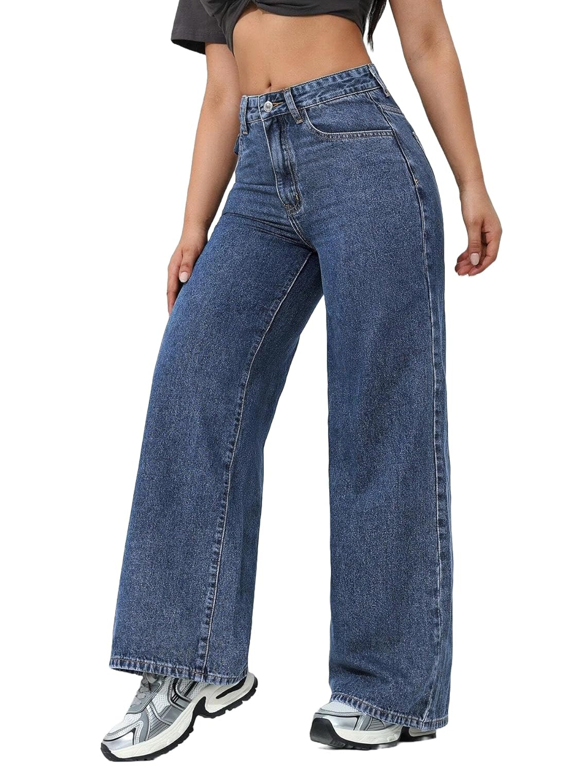 Women's Blue Mid-Rise Relaxed Straight-Leg Jeans - Image 2