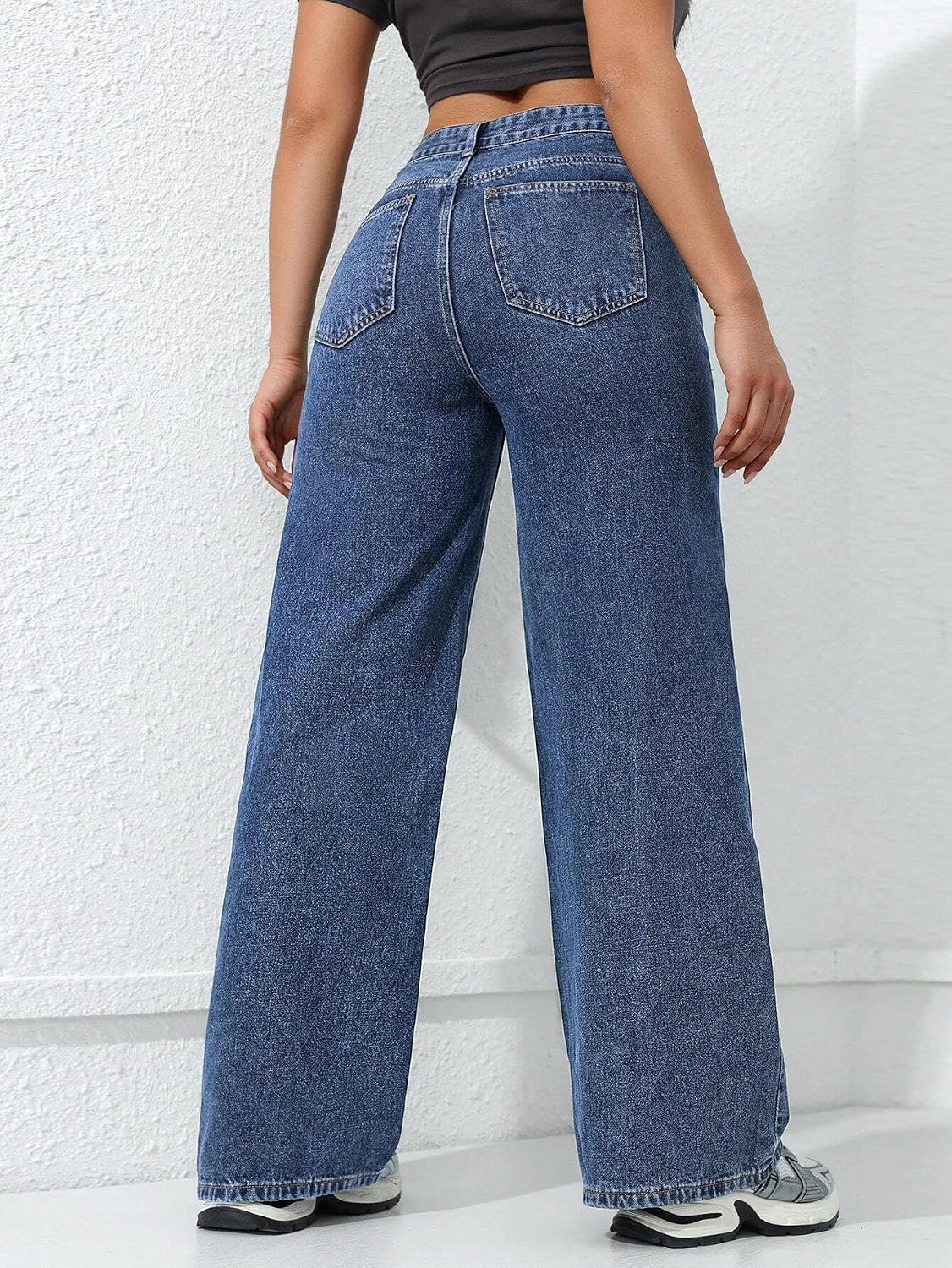 Women's Blue Mid-Rise Relaxed Straight-Leg Jeans - Image 5