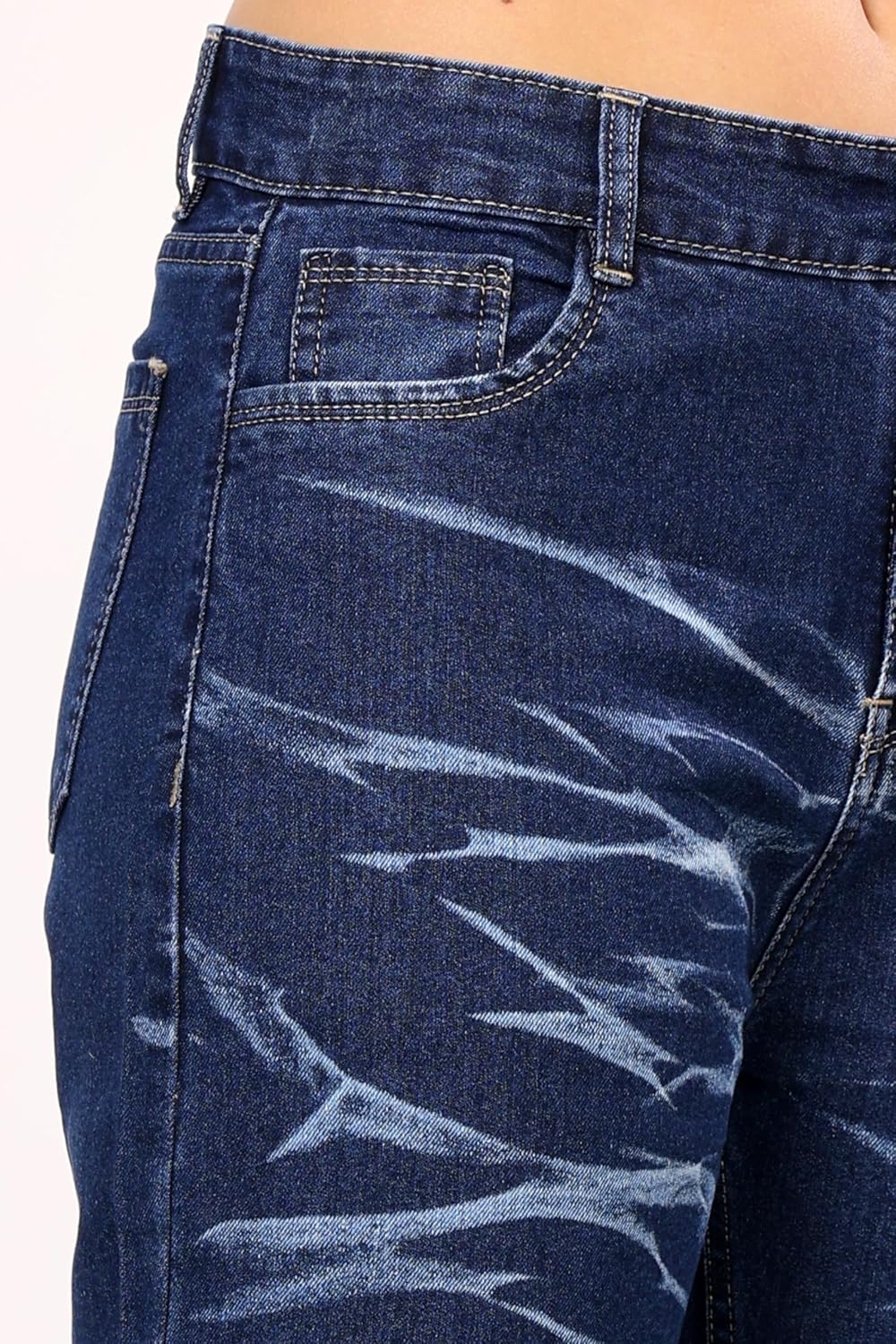 Women's Dark Blue Mid-Rise Relaxed Straight-Leg Jeans - Image 5